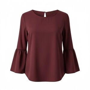 Women's Bell Sleeve Blouse - Burgundy